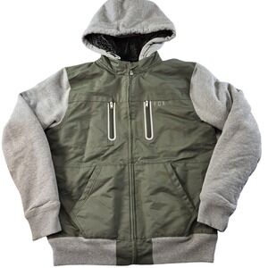 Fox Head Jacket Mens M Green Bomber Hooded Lined Insulated Full Zip Sasquatch